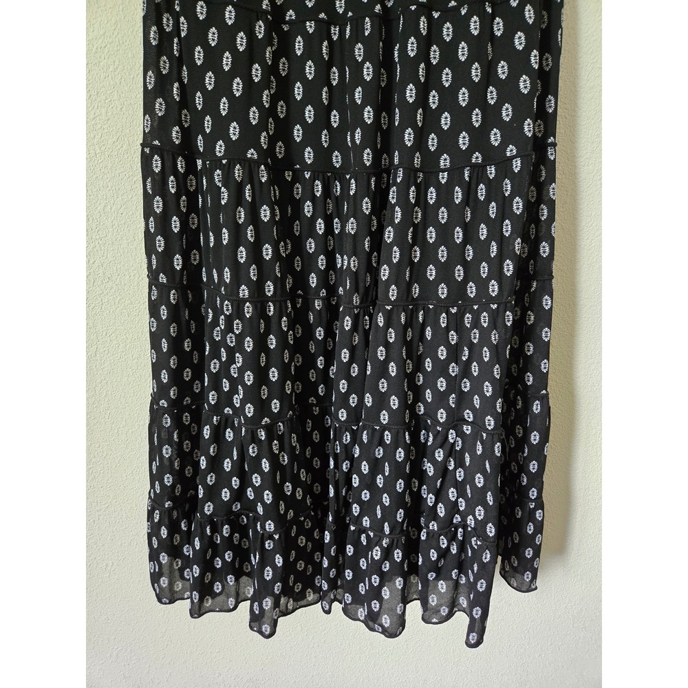 Style & Co Womens 2X Black White Floral Tiered Midi Dress V-Neck - Picture 4 of 8